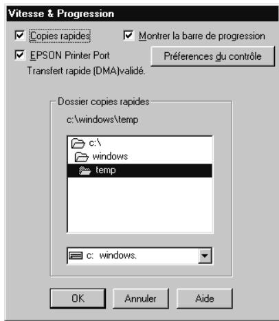 EPSON STYLUS COLOR 880 - Définition des paramètres de Vitesse et progression (indisponible sous Windows 3.1) - 1
