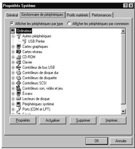 EPSON STYLUS COLOR 880 - Assurez-vous que le pilote de périphérique EPSON USB apparaît dans le menu Gestionnaire de périphériques (Windows 98 uniquement) - 4