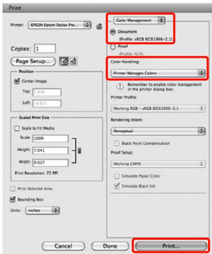 EPSON PRO 7890 - Désactivez les fonctions de gestion des couleurs dans l'application. - 1