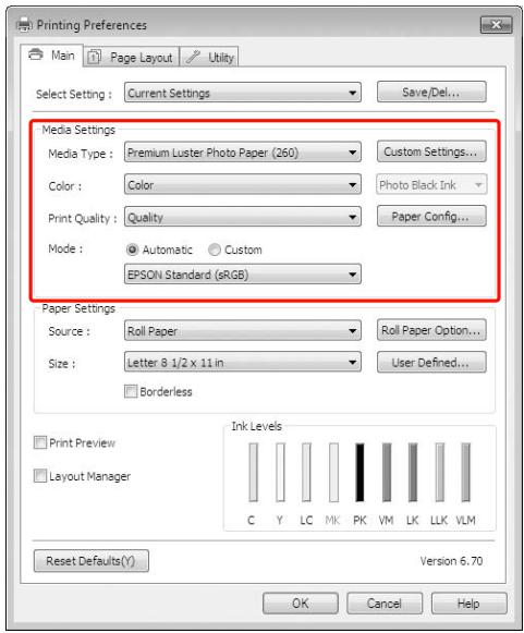 EPSON PRO 7890 - Réglage des paramètres du pilote d'impression - 2