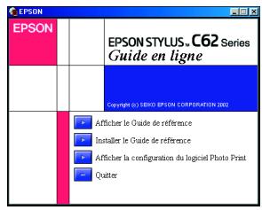 EPSON STYLUS C62 - Accès au guide de référence en ligne - 2