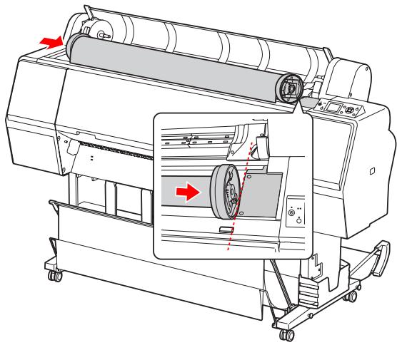 EPSON STYLUS PRO WT7910 - Déplacez le rouleau vers la droite jusqu'à ce qu'il soit en contact avec le guide du rouleau. - 1