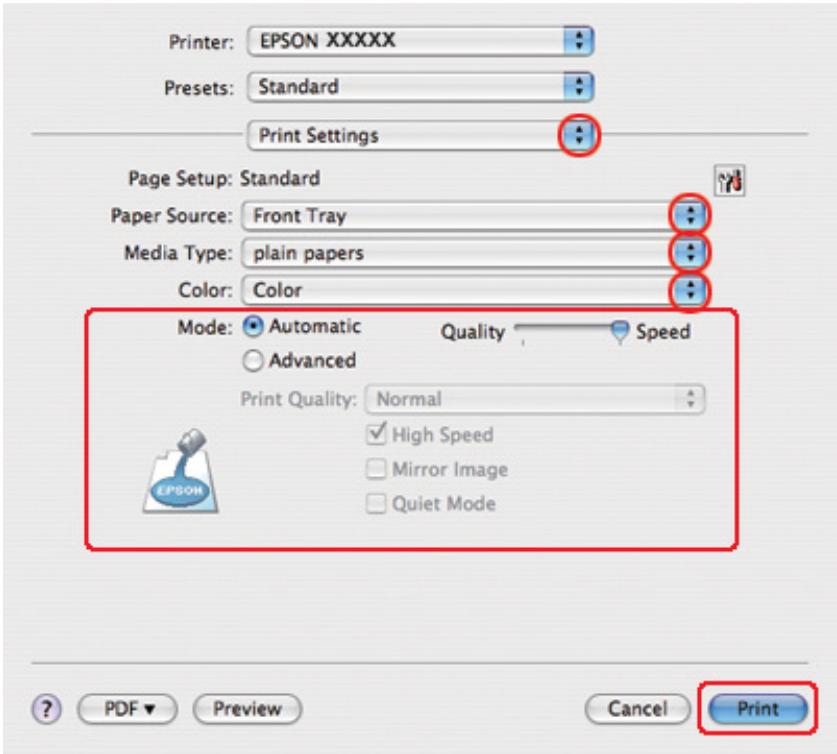 EPSON B-310N,  B-510DN - Paramètres de l'imprimante sous Mac OS X 10.3 ou 10.4 - 4