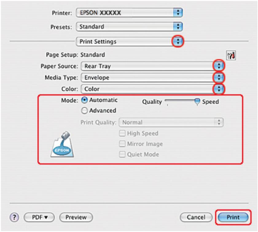 EPSON B-310N,  B-510DN - Paramètres de l'imprimante sous Mac OS X 10.3 ou 10.4 - 3
