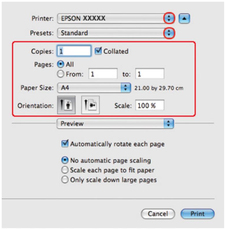 EPSON B-310N,  B-510DN - Paramètres de l'imprimante sous Mac OS X 10.5 - 2