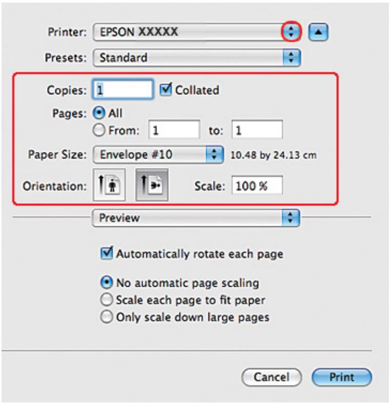 EPSON B-310N,  B-510DN - Paramètres de l'imprimante sous Mac OS X 10.5 - 2