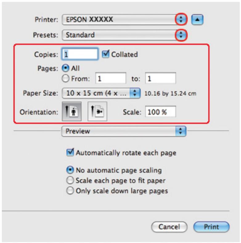 EPSON B-310N,  B-510DN - Paramètres de l'imprimante sous Mac OS X 10.5 - 2