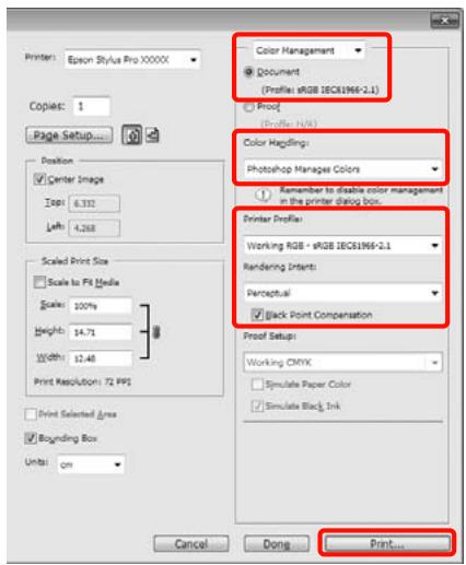 EPSON STYLUS PRO 4900 - Configuration de la gestion des couleurs avec l'application - 1