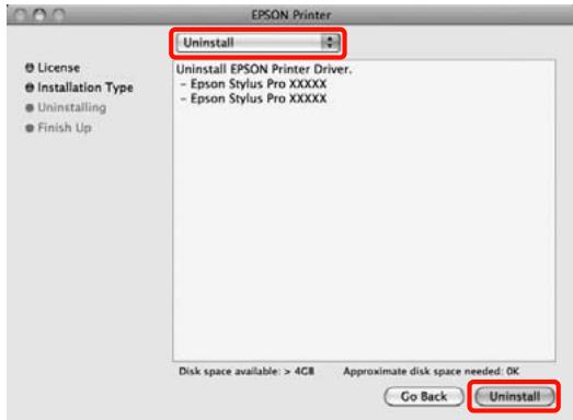 EPSON STYLUS PRO 4900 - Sélectionnez Uninstall (Déinstaller), puis cliquez sur Uninstall (Déinstaller). - 1