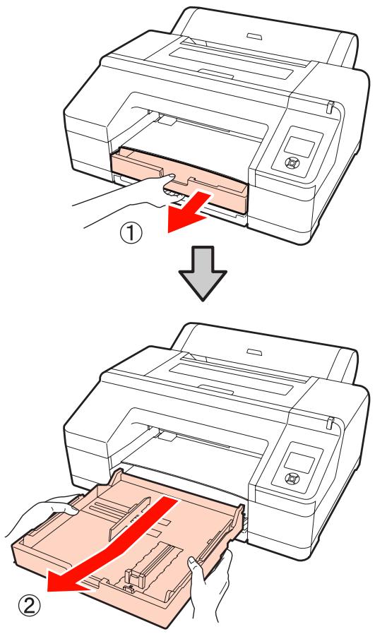 EPSON STYLUS PRO 4900 - Faites glisser le bac papier, puis maintenez les deux cots du bac pour le sortir. - 1