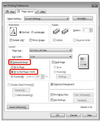 EPSON STYLUS PRO 4900 - Ajuster à la largeur du papier rouleau (Windows uniquely) - 2