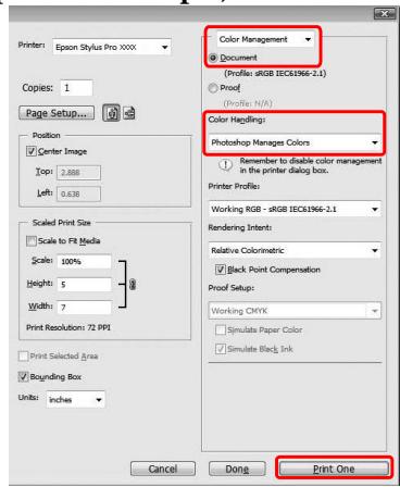 EPSON STYLUS PRO 9700 - Gestion des couleurs à l'aide de l'application - 1