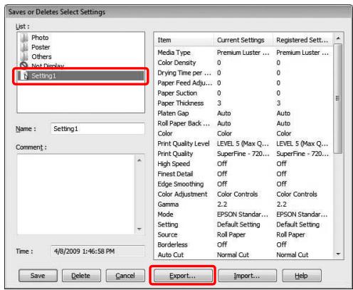 EPSON STYLUS PRO 9700 - Exportation des paramètres - 3