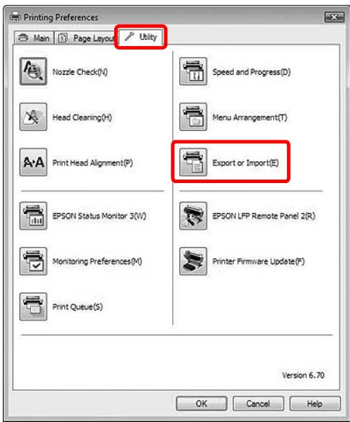 EPSON STYLUS PRO 9700 - Exportation ou importation de tous les paramètres - 2