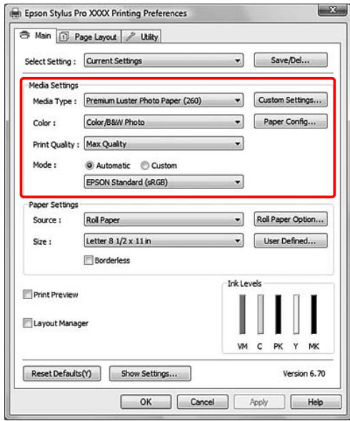 EPSON STYLUS PRO 9700 - Réglage des paramètres du pilote d'impression - 2