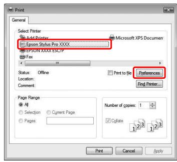 EPSON STYLUS PRO 9700 - Réglage des paramètres du pilote d'impression - 1