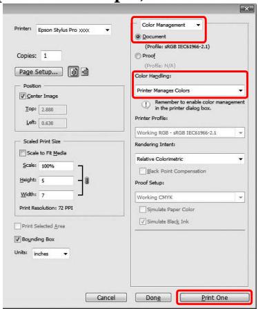 EPSON STYLUS PRO 9700 - Définissez les paramètres de réglage des couleurs via l'application. - 1