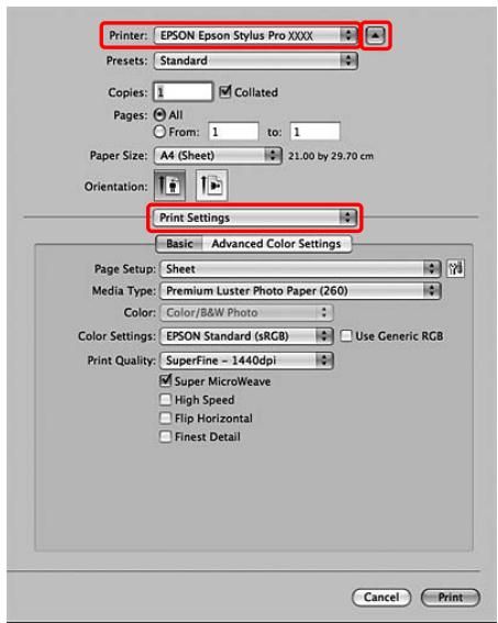 EPSON STYLUS PRO 9700 - Réglage des paramètres du pilote d'impression - 1