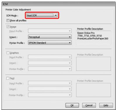 EPSON STYLUS PRO 9700 - Sélectionnez Host ICM (ICM hôte). - 1