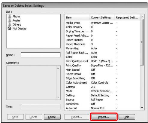 EPSON STYLUS PRO 9700 - Cliquez sur Import (Importer). - 1