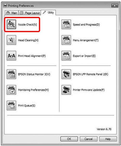 EPSON STYLUS PRO 9700 - Vérification des buses de la tête d'impression à partir de l'ordinateur - 1