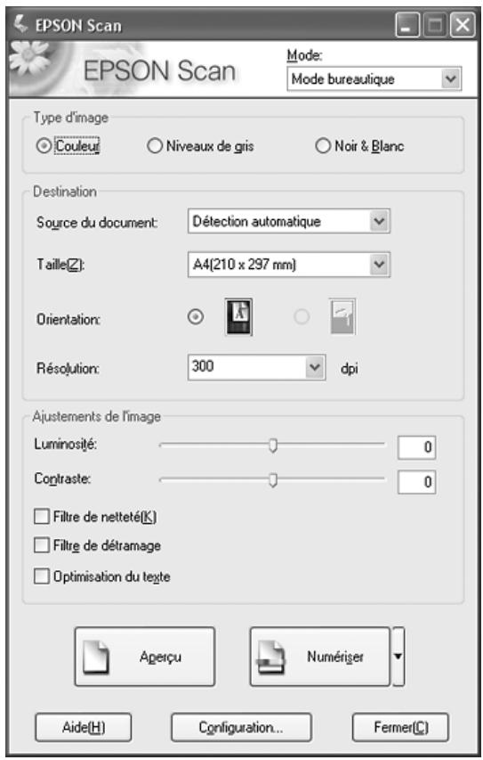 EPSON GT-2500+ - Sélection des paramètres du Mode bureauique de EPSON Scan - 1