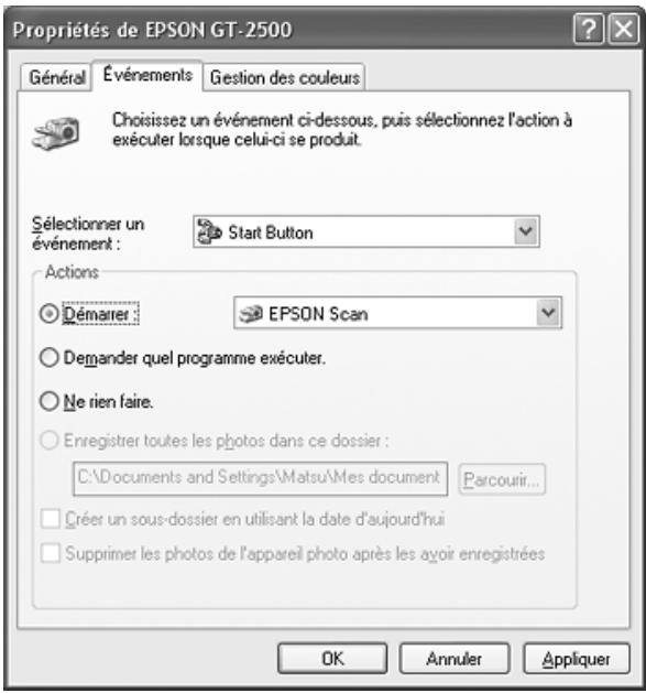 EPSON GT-2500+ - Affectation d'un programme sous Windows XP - 1