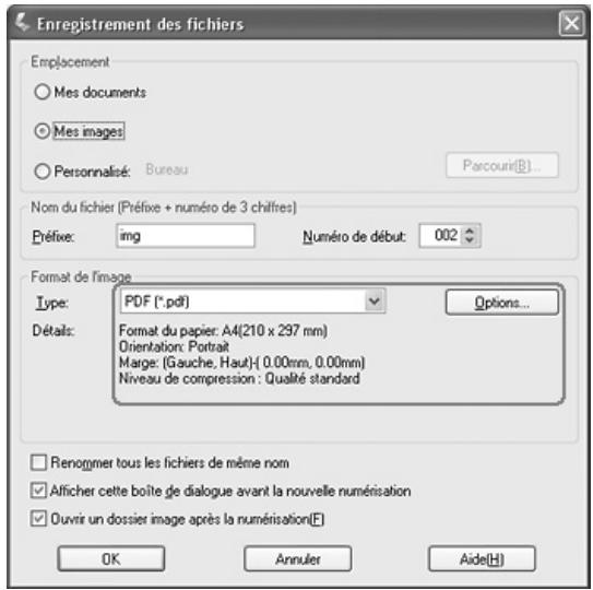 EPSON GT-2500+ - La fenêtre Enregistrement des fichiers s'affiche. - 1