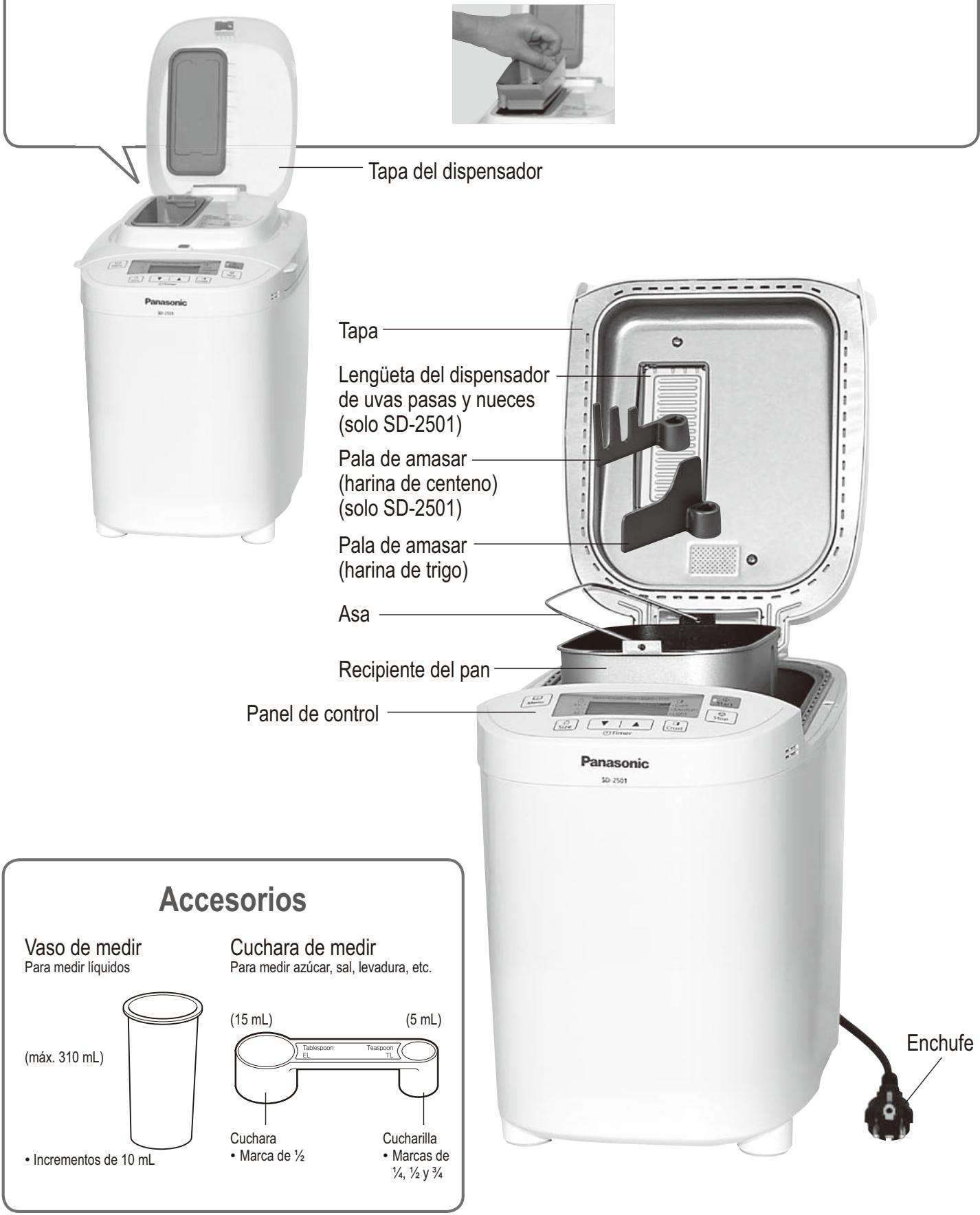 PANASONIC SD-2500WXC - Dispensador de uvasutas y nueces (solo SD-2501) - 1