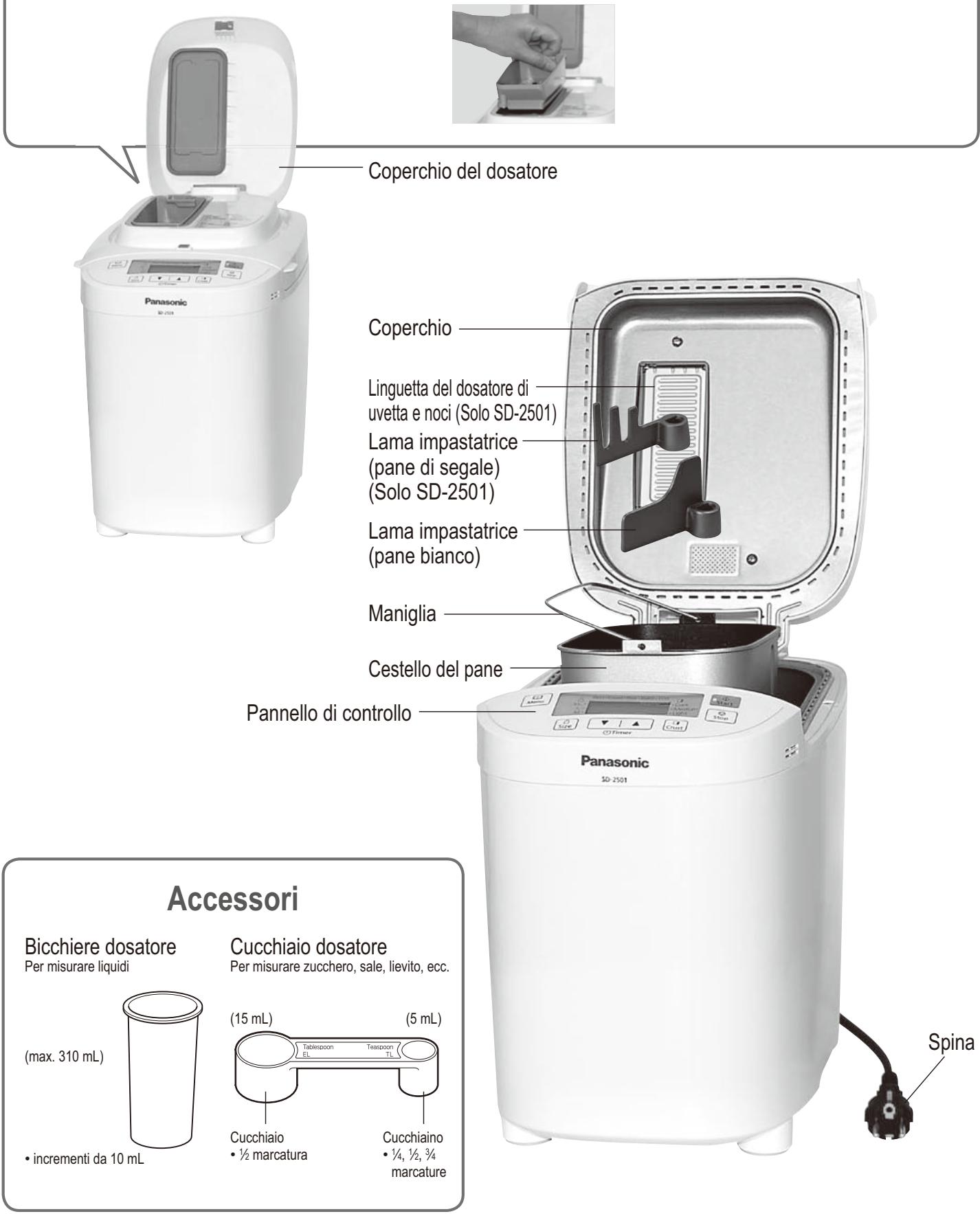 PANASONIC SD-2500WXC - Dosatore di uvetta e noci (Solo SD-2501) - 1