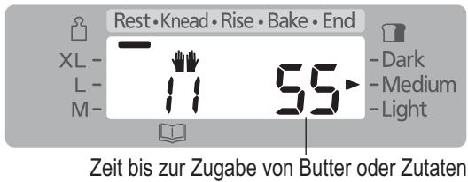 Rest • Knead • Rise • Bake • End XL - 71 55 L - M - - Dark - Medium - Light Zeit bis zur Zugabe von Butter oder Zutaten