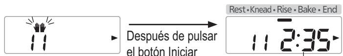 Después de pulsar el botón Iniciar Rest • Knead • Rise • Bake • End 11 2:35