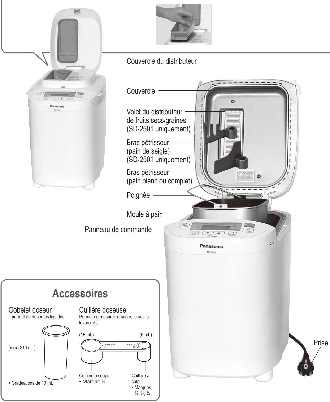 PANASONIC SD-2501WXC - Distributeur de fruits secs et de graines (SD-2501 uniquement) - 1