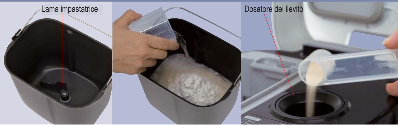 PANASONIC SD-ZB2502BXA - Porre gli ingredienti nel cestello del pane - 1