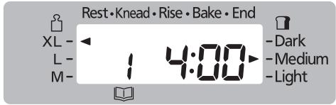 Rest • Knead • Rise • Bake • End XL - ← 1 4:00 ▶ Dark L - M - -L - Medium -Light