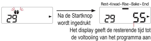 29 Na de Startknop wordt ingedrukt Rest·Knead·Rise·Bake·End 29 55 Het display geeft de resterende tijd tot de voltooiing van het programma aan