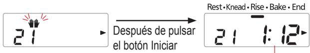 21 → Después de pulsar el botón Iniciar Rest·Knead·Rise·Bake·End 21 1:12