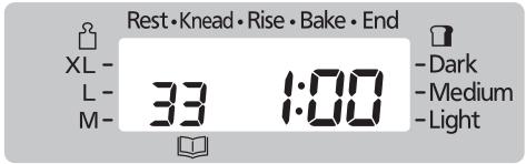 Rest·Knead·Rise·Bake·End XL- L- M- 33 1:00 -Dark -Medium -Light
