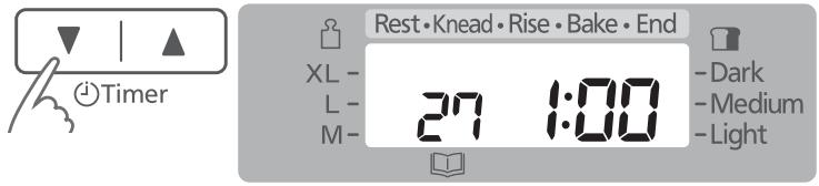 Timer Rest • Knead • Rise • Bake • End XL - 27 1:00 L - M - Dark Medium Light