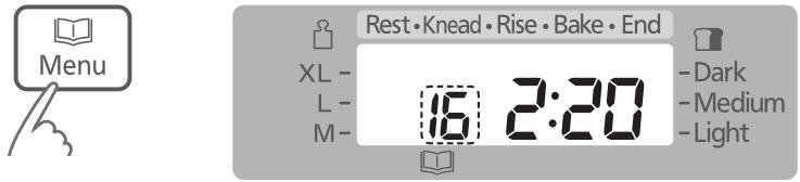 PANASONIC SD 2500 WXE - Selecteer het menu Deeg - 1
