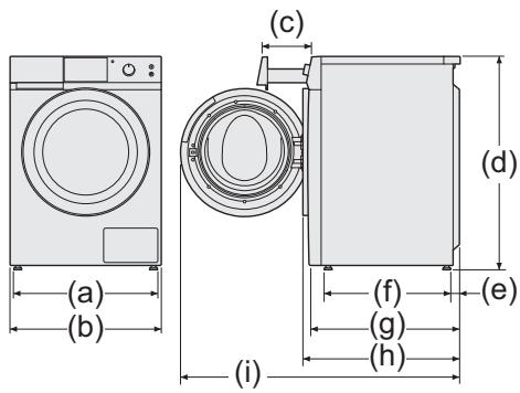 PANASONIC NA-140XR1 - Dimensions du lave-linge - 1