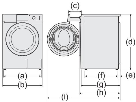 PANASONIC NA-168ZS1 - Dimensions du lave-linge - 1