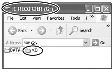 PANASONIC RR-US300 - Right-click "IC RECORDER (G:)” (this unit) and select "Open". - 1