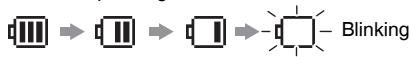 PANASONIC RR-XS410 - ■ About the battery indicator - 1