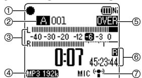 PANASONIC RR-XS400E-S, RR XS400 - Screen display during recording: - 1