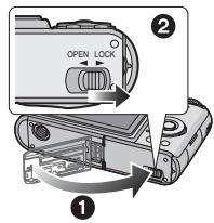 PANASONIC LUMIX DMC-FX07 - Mise en place/retrait de la batterie - 3