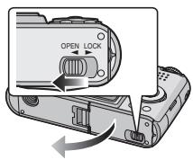 PANASONIC LUMIX DMC-FX07 - Mise en place/retrait de la batterie - 1