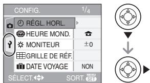 PANASONIC LUMIX DMC-FX07 - Appuyez sur ▼ pour sélectionner l'icône [?] du menu [CONFIG.], puis appuyez sur ▶. - 1