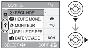 PANASONIC LUMIX DMC-FX07 - Appuyez sur ▼ pour sélectionner l'icône [?] du menu [CONFIG.], puis appuyez sur ▶. - 1