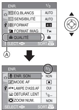 PANASONIC LUMIX DMC-FX07 - Appuyez sur ▲/▼ pour sélectionner l'élément désiré. - 1